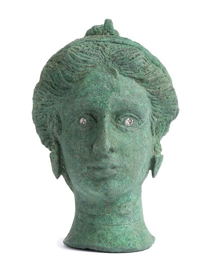 Greek bronze steelyard weight shaped as head of Demeter...