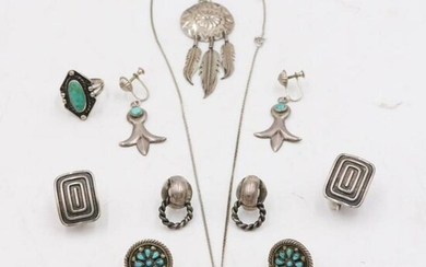 Group of Silver & Turquoise Jewelry