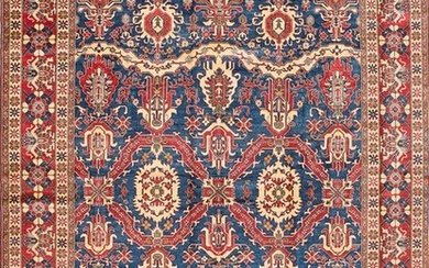 Hand-knotted Finest Gazni Navy, Red Wool Rug 13'0" x