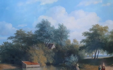 Hendrik Dirk Kruseman van Elten (1829-1904) - Landschap metpersonen