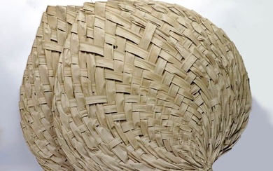 Huge Polynesian Woven Palm Frond Broad Fans (pr)