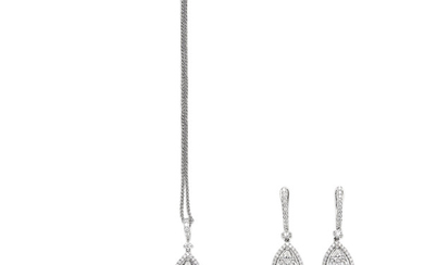ILLUSION-SET EARRINGS AND PENDANT NECKLACE SET