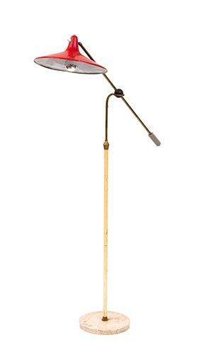 ITALIAN MANUFACTURE - Floor lamp in gilded and red