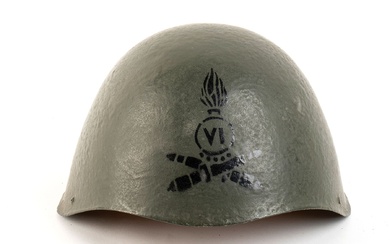 ITALY, Kingdom M. 39 helmet "Greek model" of the sixth zone GAF artillery, natural leather...