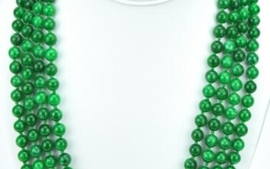 Impressive 102 inch Green & White Jade Necklace