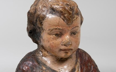 Italian Glazed Terracotta Bust of the Christ Child
