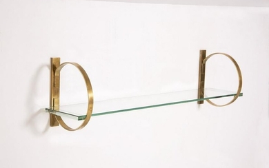Italian Hanging Console Table in Glass and Brass