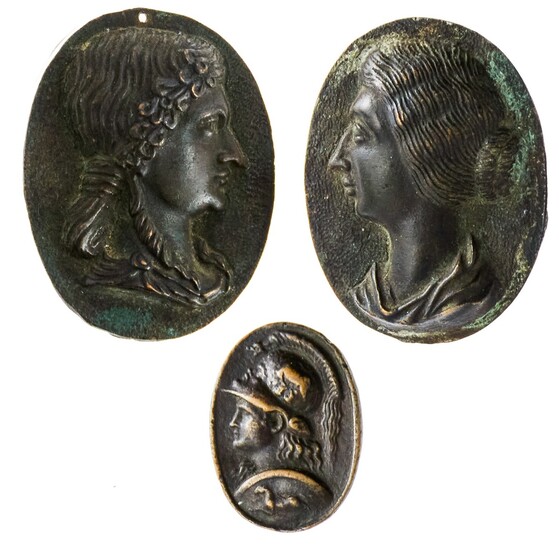 Italy. Trio of Classical-Style Bronze Plaquettes. 18th-19th Century. Uniface. 43x56mm. Patrici...