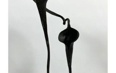 J. BRUBAKER Wrought Iron Candle Stick. Calla Lily sculp