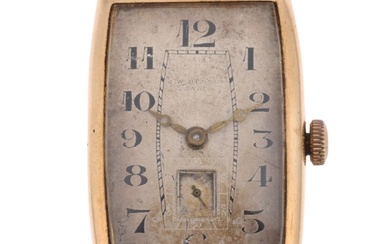 J W BENSON - an Art Deco 9ct gold mechanical wristwatch, cir...