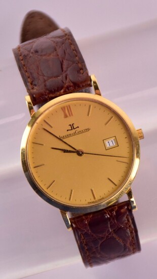 JAEGER-LECOULTRE Bracelet montre d'homme extra-plate en or jaune 750/1000, lunette...