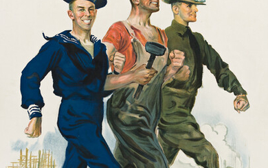 JAMES MONTGOMERY FLAGG (1870-1960) TOGETHER WE WIN. Circa 1918. 39x29 inches, 99x73 1/2...