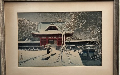 JAPAN , "A WOMEN TRAVELS THROUGH THE SNOW TO HER HOUSE" HAND SIGNED BY THE ARTIST