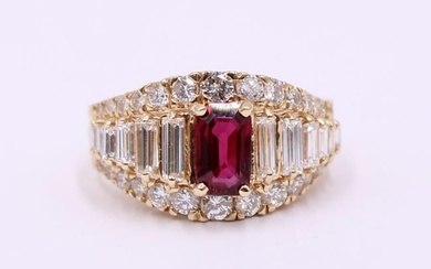 JEWELRY. 14kt Gold, Gem and Diamond Ring.
