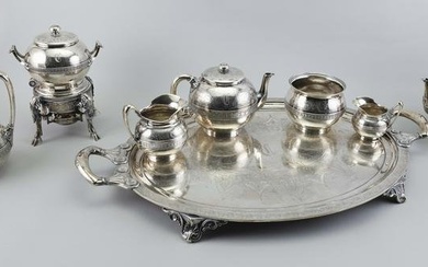 JOHN C. AND EDWARD C. MOORE FOR TIFFANY & CO. STERLING SILVER TEA SERVICE Late 19th Century Approx.