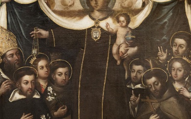 JUAN CORREA (Mexico City, c. 1645 - 1716) "The Virgin of Carmen protecting different saints...