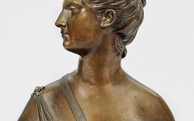 Jean-Antoine Houdon (1741 Versailles - 1828 Paris) d'après Buste de la déesse Diane Bronze, patine...