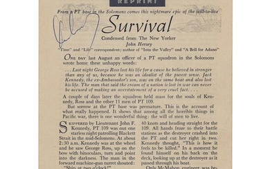 John F. Kennedy Signed 'Survival' Booklet