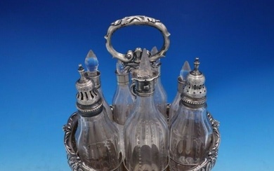 Joseph and John Angell English Victorian Sterling Silver Glass Cruet Set