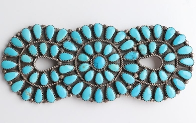 L. Ramone Navajo Indian Silver & Turquoise Brooch