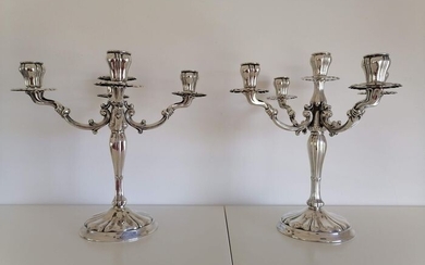 L61 Pair of Spanish silver candelabra (2) - .915 silver - Pedro Duran - Spain - Second half 20th century
