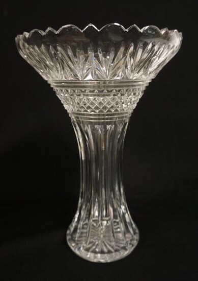 LARGE WATERFORD CUT CRYSTAL VASE SIGNED JIM OLEARY