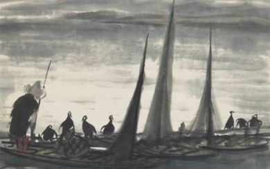 LIN FENGMIAN (1900-1991), Boatman and Cormorants