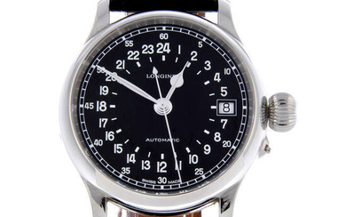 LONGINES - a gentleman's stainless steel Heritage Twenty-Four Hours wrist watch.