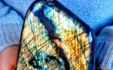 Labradorite - Bright luminescense Gold - Greenish colour Chameleon - Top quality - 20×13×6 cm - 2363 g