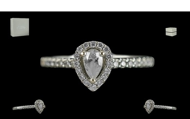 Ladies - 18ct White Gold Contemporary Diamond Set Halo Ring ...