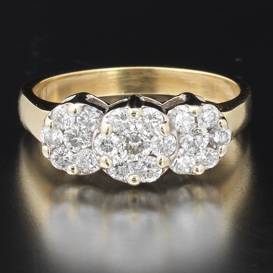 Ladies' Two-Tone Gold and Diamond Cluster Ring