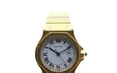 Ladies' watchband in 18 ct yellow gold CARTIER Santos automatic (coloured stone, scratched, watch no. 296501240) - 119.4 g raw (+/- 19 cm)