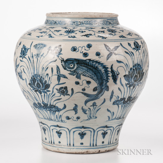 Large Blue and White "Guan" Jar