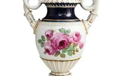 Large Meissen Serpentine Porcelain Urn