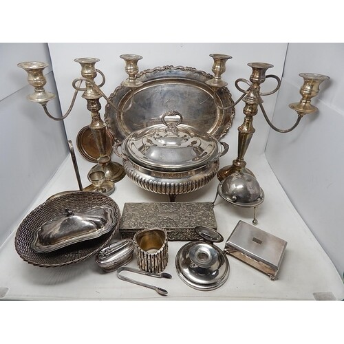 Large Quantity of Silver Plated Wares to Include a Pair of C...