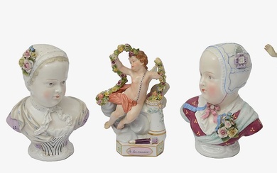 Late 19th century continental porcelain figures and busts