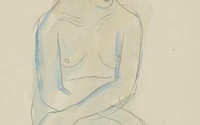 Leon Underwood, British 1890-1975 – Kneeling Nude, 1936; pencil and watercolour on paper, signed and dated lower right ‘Leon 36’, 53 x 34.2 cm (ARR) Provenance: Neffe-Degandt, London; private collection Exhibited: London, Wolseley Fine Arts, ‘Pure...