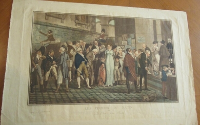 Les Courses Du Matin Ou La Porte D'un Riche [Original Antique Color Engraving Debucourt, Louis-Philibert [1755-1832]]