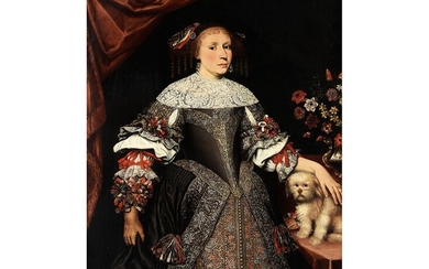 Lorenzo Pasinelli, 1629 Bologna – 1700 ebenda, zug., BILDNIS EINER VORNEHMEN DAME MIT HÜNDCHEN