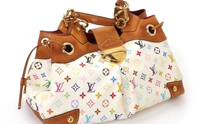 SOLD. Louis Vuitton: An "Ursula" bag of white monogram multi colour canvas with brown leather trimmings, gold tone hardware and two handles. – Bruun Rasmussen Auctioneers of Fine Art
