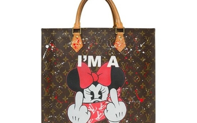 Louis Vuitton - Sac Plat en toile monogram customisé "I'm a Rockstar" by PatBo Handbag