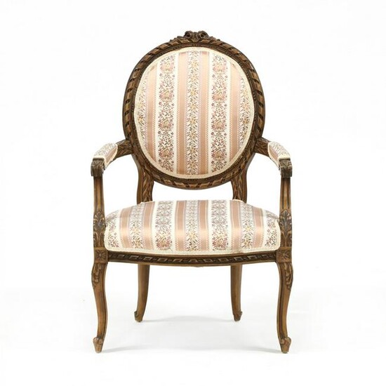 Louis XV Style Carved and Upholstered Fauteuil