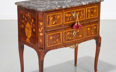 Louis XVI marquetry inlaid commode, signed