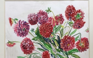 Lucy Dickens, contemporary, watercolour - summer flowers, signed and dated '92, framed, 54cm x 74cm