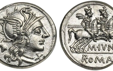 M. Junius Silanus, Denarius, Rome, 145 BC; AR (g 4,15;...
