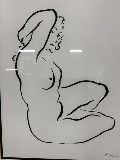 M. RACINE Signed Nude Female Lithograph
