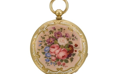 MALIGNON A GENÈVE | A GOLD AND ENAMEL HUNTING CASED WATCH CIRCA 1850, NO. 2487