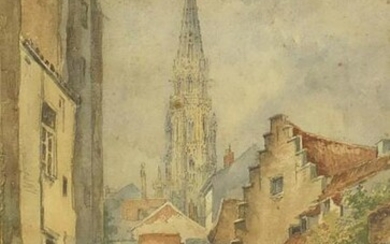 MB - Old Brussels, Belgium, 19th century watercolour