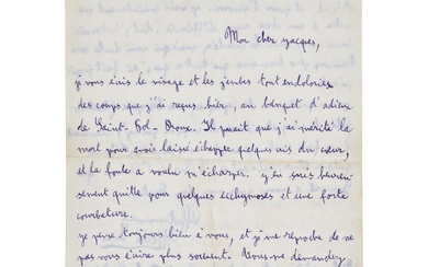 MICHEL LEIRIS (1901-1990) LETTRE AUTOGRAPHE SIGNÉE à Jacques BARON. [Paris] juillet [1...