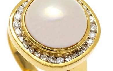 MabÃ© pearl diamond ring GG 750